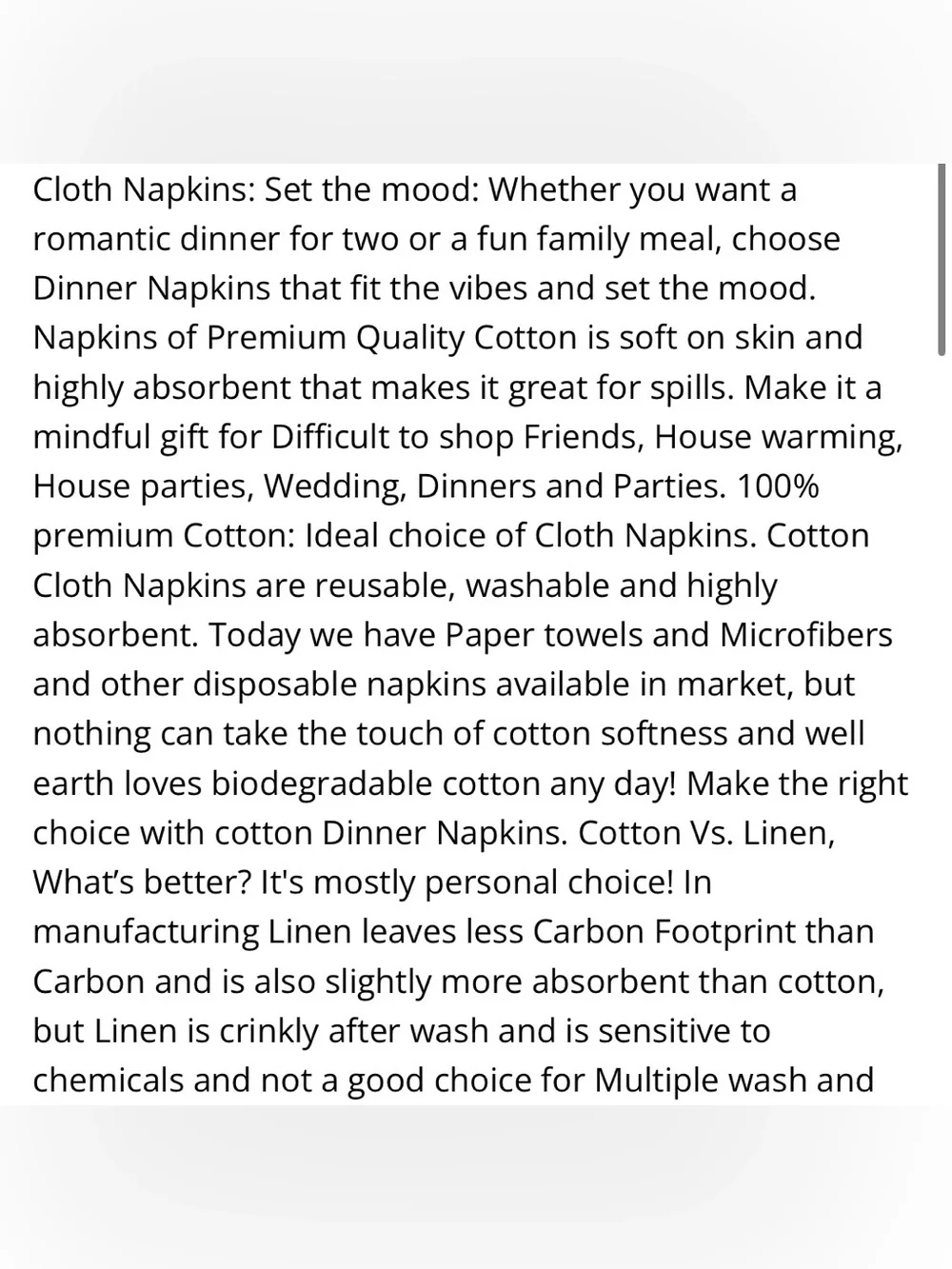 White Dinner Napkins Cloth 100% Cotton 18x18” (6-pack)